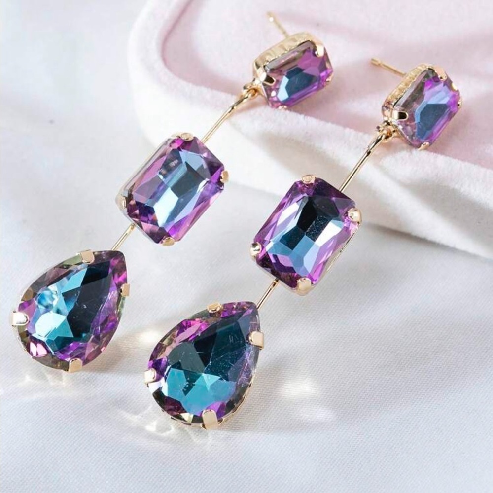 Sophisticated Purple and Blue Gemstone Earrings